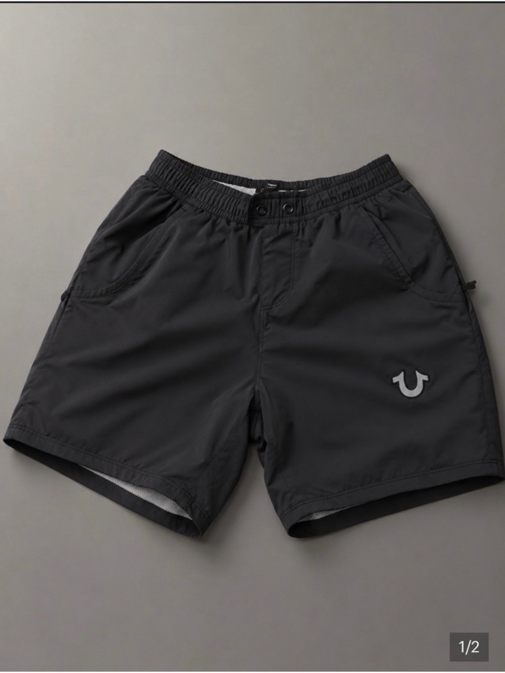 Men's Black Athletic Swim Shorts with Reflective Logo
